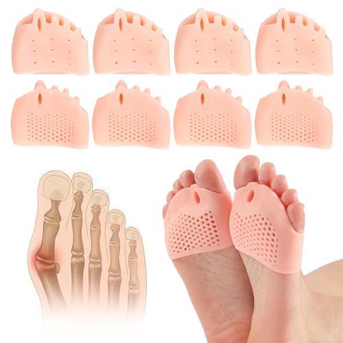 4 Pairs Silicone Toe Separator, 2024 New Toe Seperators Toes Toe Spacers, Toe Separators for Overlapping Toes Foot Corrector, Toe Separators for Women and Men (Skin color)