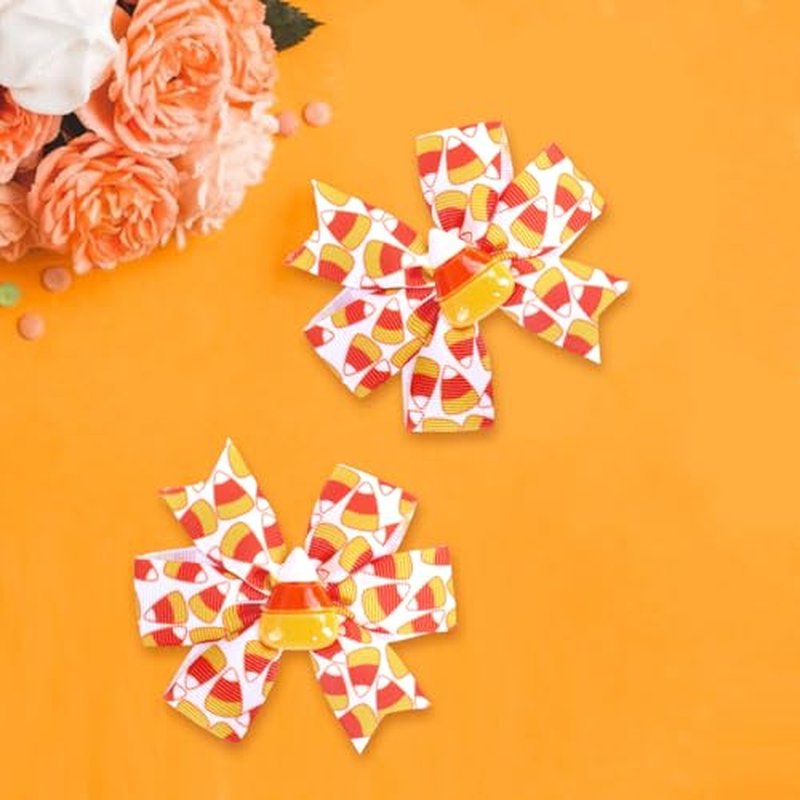 Happy Thanksgiving Hair Bows - Fall Candy Corn Hair Clips for Girls Kids Toddlers Teens Handmade Grosgrain Hair Bow Clips Hair Barrettes Hair Accessories for Autumn Fall Thanksgiving Decor