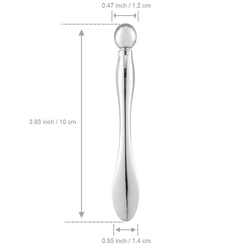 LISAPACK 2PCS Metal Eye Cream Applicator Wand Stick, Massager Tool for Facial Massage, Reduce Puffiness (Silver)