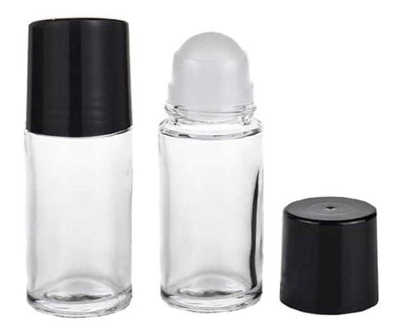 2 Pcs Black Clear Empty Glass Essential Oil Roller Bottles Vials Containers Refillable Roll-on Bottles with Funnel 30ML Refillable Cosmetic Containers Roller Bottles Roller Balls for Essential Oils