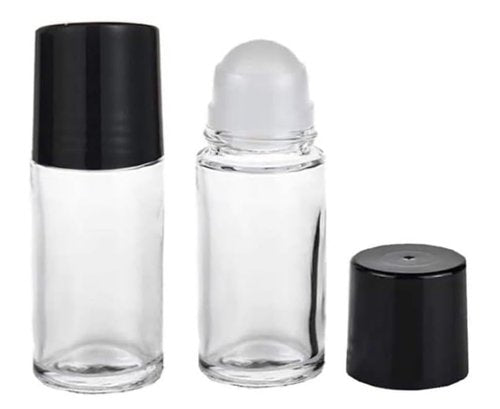 2 Pcs Black Clear Empty Glass Essential Oil Roller Bottles Vials Containers Refillable Roll-on Bottles with Funnel 30ML Refillable Cosmetic Containers Roller Bottles Roller Balls for Essential Oils
