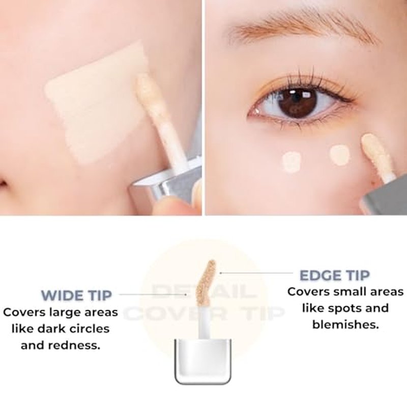 ABOUT TONE Skin Layer Cover Fit Concealer 5 Colors - Ultra Adherence Super Comfort Fit Liquid Concealer 24 Hours Long-Lasting Lightweight Coverage Vegan Korean Face Makeup (21 COOL LIGHT, 0.2)
