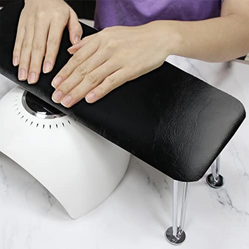 BQAN Nail Arm Rest, Arm Rest for Acrylic Nails with Non-slip, Professional Microfiber Leather Hand Rest Nail Table Desk Manicure Pillow Cushion for Nail Salon Use (Black)