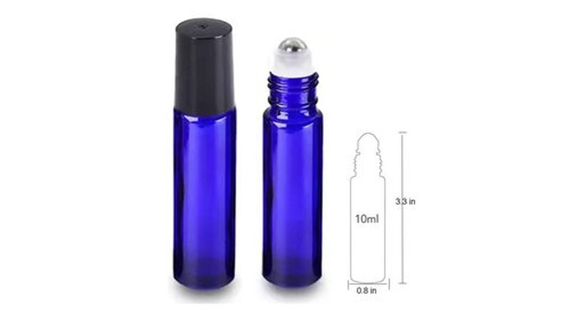 HINNASWA Essential Oil Roller Bottles, Empty Refillable Roll on Glass Bottles, Leak proof Glass Bottle, Stainless Steel Balls for Essential Oil (Amber, Blue)