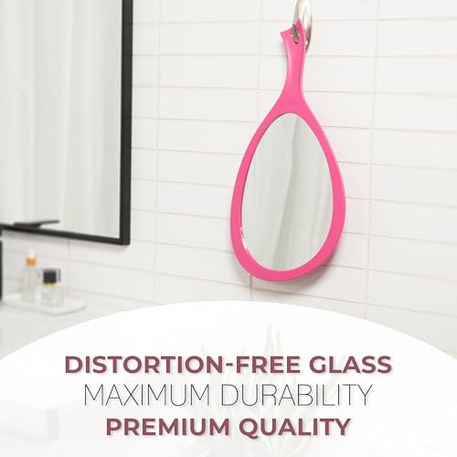 Zadro Salon Professional Extra Large Hand Mirror with Handle, 10" W x 19" L, Multi-Purpose Oval Handheld Mirror with New Distortion-Free Reflection (1, White, Large (Pack of 1))