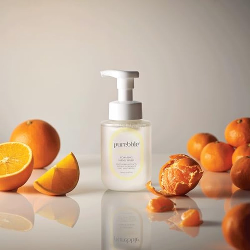 PUREBBLE Citrus Yellow Foaming Hand Wash with Hyaluronic Acid, Lemon Scent | Gentle, Hydrating Formula | For Kitchen and Bathroom | Cruelty Free, Sulfate Free | 2 Pack