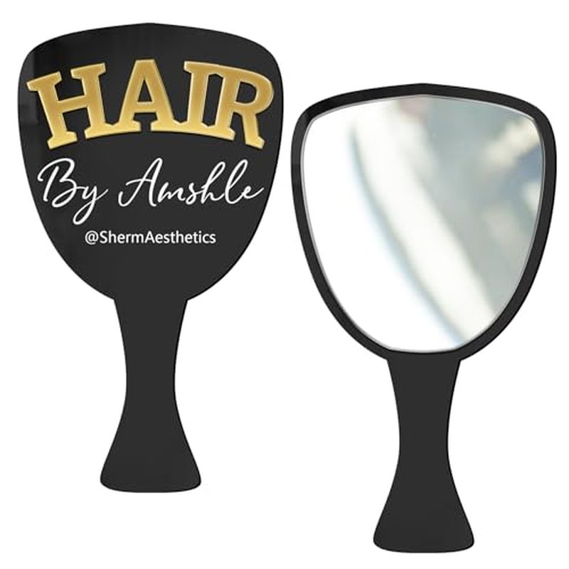Tammnjo Personalized Acrylic Name Hair Technician Prop Mirror Custom Barber Handheld Mirror Social Media Prop Beauty Room Prop Decor Makeup Photo Prop Hair Salon Prop Decor Aesthetics Signage,D1-Hair