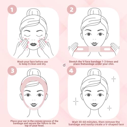 V Line Lifting Mask Chin strap for sleeping, V Line Lifting Mask for Women,Jaw Exerciser，Medium,Pink