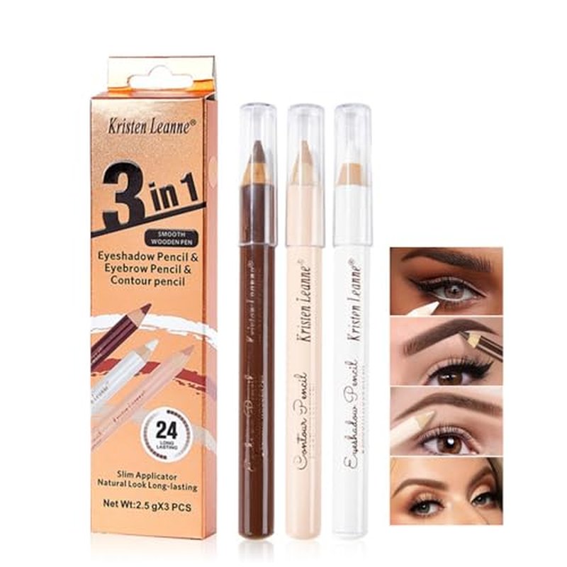 Eyebrow Pencil Eyebrow Lift Highlighting Pencil, Contour Pencil Set Highlighter Stick, Eyeliner, -3 Eye Makeup Pencil Set, Fill & Define Eyebrows, For Women (01# Light Brown)
