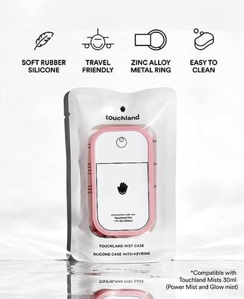 Touchland Mist Case for Power Mist and Glow Mist (1FL OZ), Protective and Stylish Hand Sanitizer Spray Accessory, Silicone Case with Keyring, Bubblegum Pink
