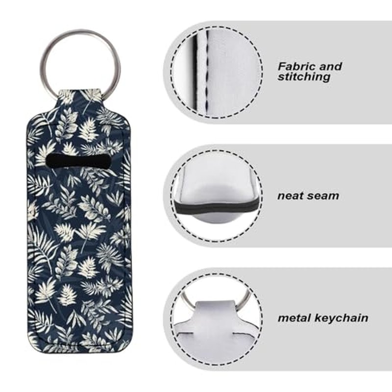 SEANATIVE Tropical Leaf Lipstick Lip Gloss Lip Balm Chapstick Holder Keychain Lipstick Tube Holder Clip-on Lip Gloss Travel Storage Accessories for Women