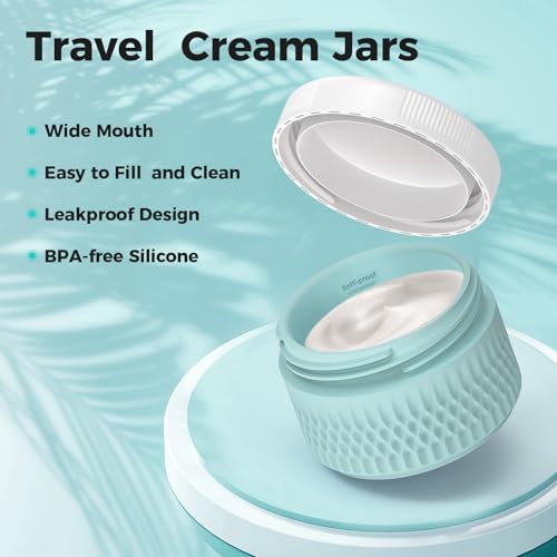 Travel Containers for Toiletries, Silicone Cream Jars BPA Free, TSA Approved 1.3oz Travel Size Containers, Leak-proof Travel Essentials with Lid for Cosmetic Face Hand Body Cream
