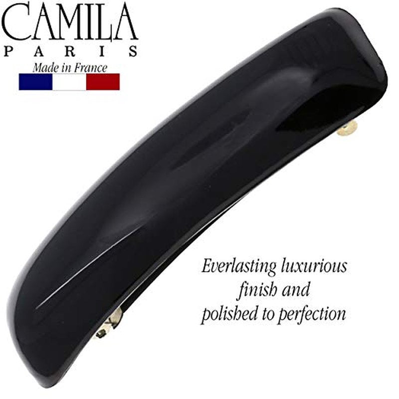 Camila Paris CP3019 French Hair Barrette Clip for Girls, Black, Rubberized Metal Clasp Strong Hold Grip Hair Clips for Women, No Slip Durable and Styling Girls Hair Accessories, Made in France