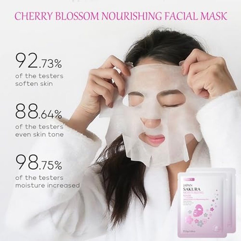 Sakura Skin Care Set Facial Kit, Cherry Blossom Skin Care For Teens, Complete Skin Care Gift Set Cream, Serum, Eye Mask, Lip Mask, 5 Sleeping Mask, 5 Mud Mask, Hydrating Skincare Kit For Teen Girls