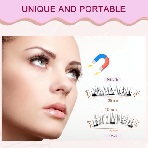 Magnetic Eyelashes with Applicator,Magnetic Eyelashes Natural Look,Magnetic Eyelashes,Krafty Magnetic Eyelashes（Natural+Devil）