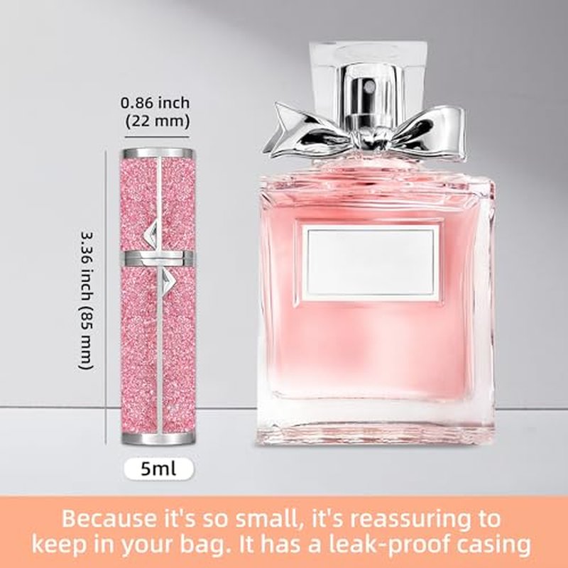 muilsae AB00BK Leatherette Refillable Perfume Atomiser 5ml, Bottom Fill Perfume Bottle, Portable and Leak-proof Suitable for Women and Men (AB00BK 5ml)