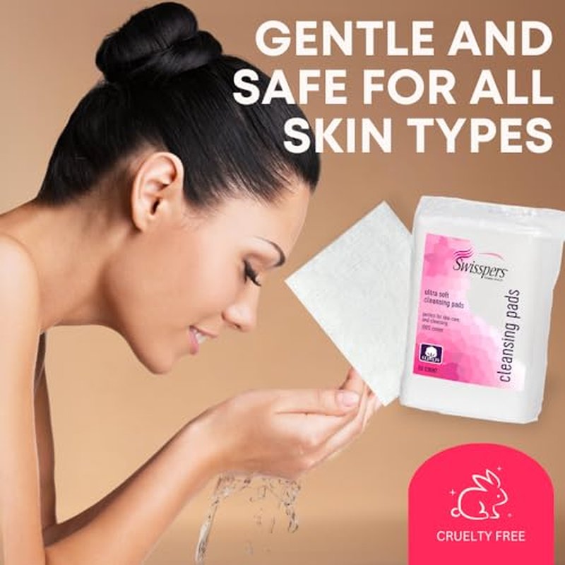 Swisspers Premium Ultra Soft Cleansing Pads – 50 Count (Pack of 3) – Large Rectangular Pads for Gentle and Versatile Skincare – 100% Lint-Free Cotton