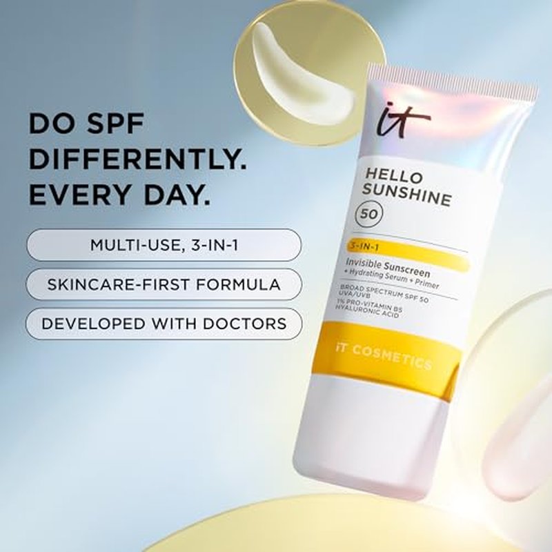 IT Cosmetics Confidence in a Cream & Hello Sunshine SPF 50 Primer Bundle | Anti-Aging Moisturizer & Invisible Sunscreen (2 fl oz + 2.7 fl oz)