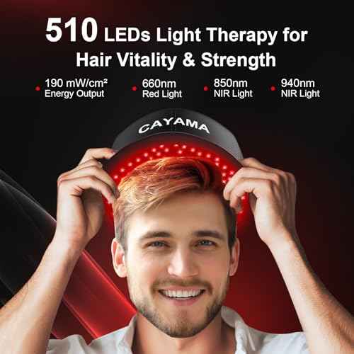 CAYAMA Red Light Therapy Cap for Hair ? 510 LEDs Laser Hair Cap for Fuller, Healthier-Looking Hair, Light-Based Care Device for Men & Women