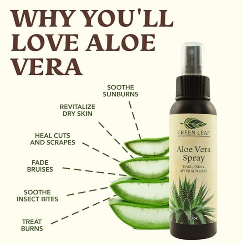 Aloe Vera Spray Bottle Travel Size | Vitamin C Vitamin E & Vitamin A | Skin Care, Hair Spray, Facial Moisturizer in Spray Bottles, Hair Growth, Facial Cleanser Sunburn Relief & After Sun Lotion 3.3oz