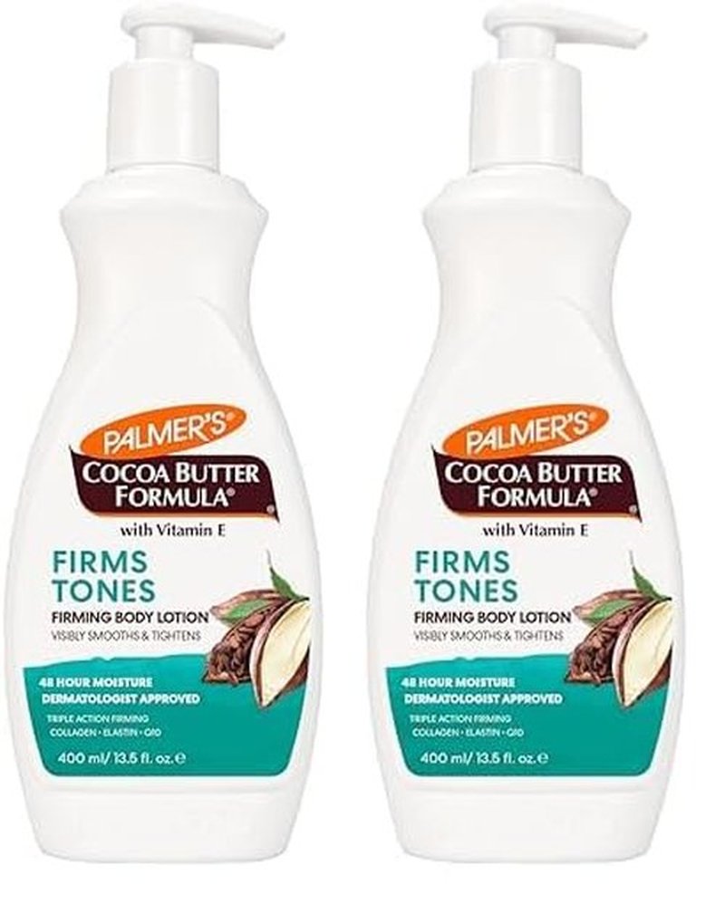 Palmer's Cocoa Butter Formula Skin Firming Body Lotion, Toning & Tightening Cream with Q10, Collagen & Elastin, Pump Bottle, 13.5 Oz. (Pack of 2)