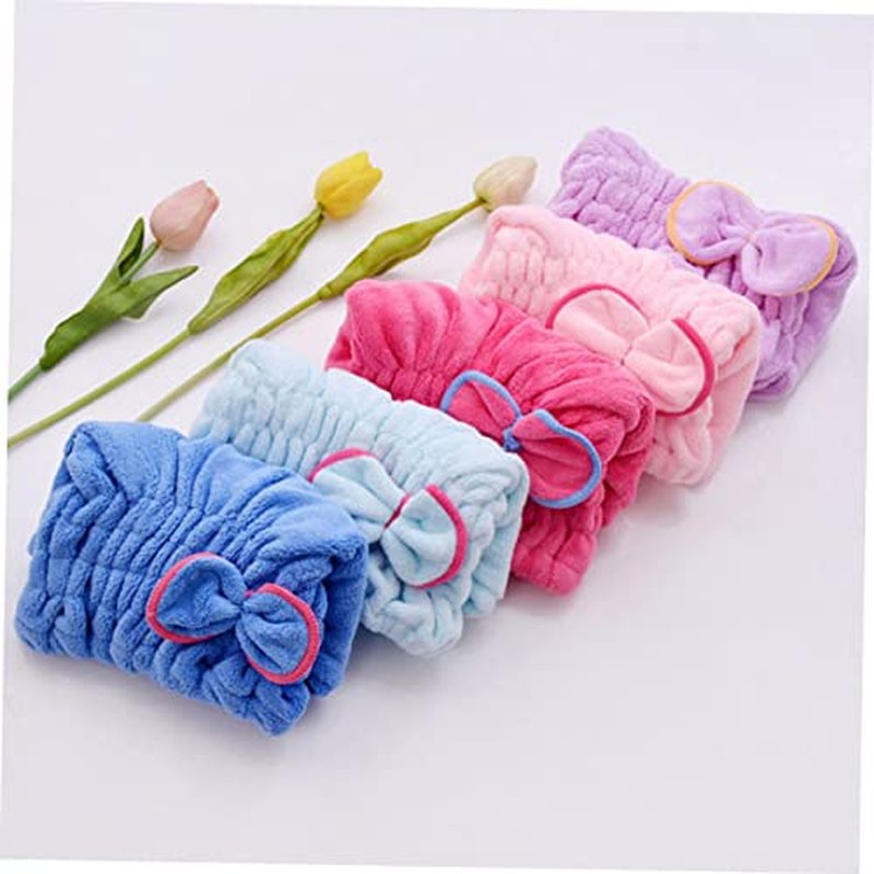 FOYTOKI Hair Drying Cap Towel for Hair Shower Hat for Plopping Cap Curly Hair Beaded Headpiece Hair Turbans for Wet Hair Bath Towel Hat Bath Wipes Shower Cap Rosy