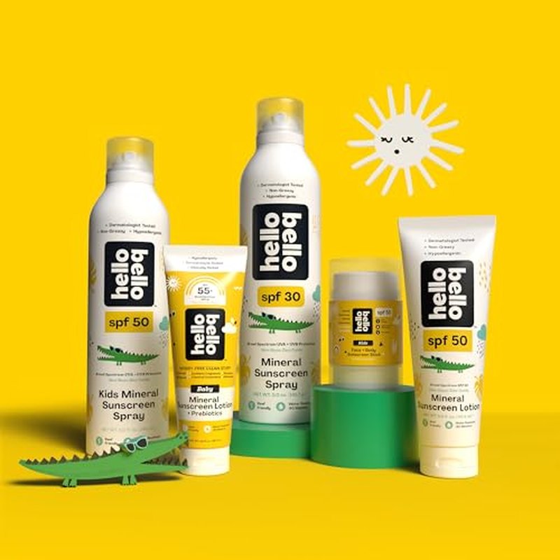 Hello Bello SPF 50 Kids Mineral Sunscreen Spray - Hypoallergenic Broad Spectrum UVA + UVB Protection - Reef Friendly & Water Resistant - 5 oz