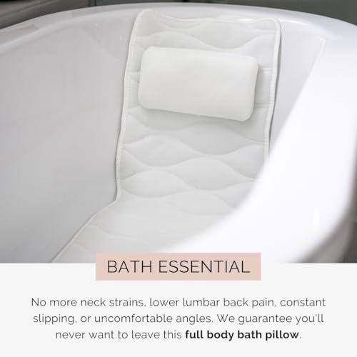 Full Body Bath Pillow for Bathtub - Bath Cushion for Tub and Bathtub Backrest - Bath Essential for Women. Our Bath Tub Pillow Full Body is an Ideal Bathtub Accessory for Relaxing Bath Gifts for Women