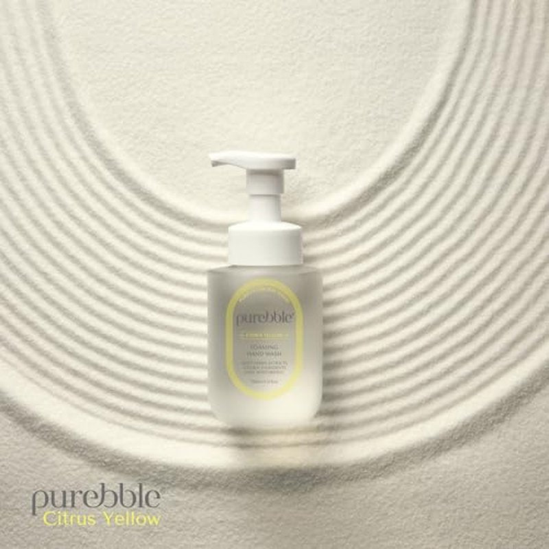 PUREBBLE Citrus Yellow Foaming Hand Wash with Hyaluronic Acid, Lemon Scent | Gentle, Hydrating Formula | For Kitchen and Bathroom | Cruelty Free, Sulfate Free | 2 Pack