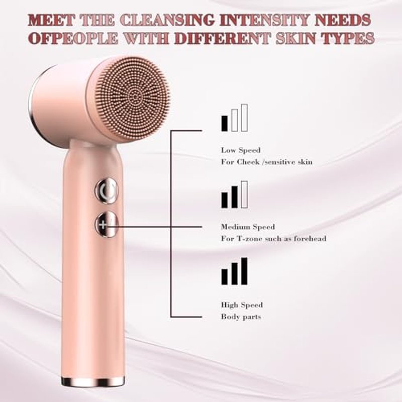 Facial Cleansing Brush,6 in 1 Electric Face Scrubber Facial Spin Rechargable IPX6 Waterproof Face Scrubber with 6 Brush Heads,3 Speeds Suitable Oily Dry Sensitive Skin Women & Men for Deep Cleansing