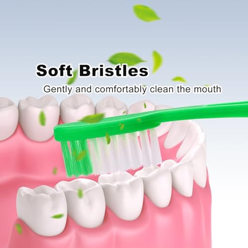 HAIFOTRVA 10 Packs Disposable Toothbrushes with Floss,Green Single Use Individually Wrapped Disposable Travel Toothbrushes and Dental Floss Kit Bulk for Homeless,Airbnb,Hotel,Dentist (10)