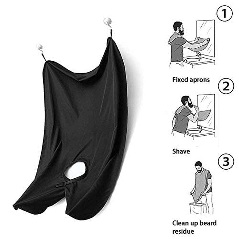 Beard Bib Beard Apron, Beard Hair Catcher for Men Shaving & Trimming Non-Stick Waterproof Beard Cape Grooming Cloth with 3 Suction Cups & A Box Birthday Gifts for Father's Day Men Him Boyfriend
