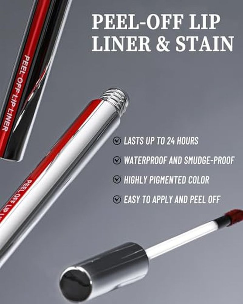 Peel Off Lip Liner Stain, Long Lasting Peel Off Lip Stain Tattoo Lip Gloss Lipstick, Waterproof Stay On All Day, Transfer-Proof, High Pigmented Matte Finish Peel Off Lip Stain Makeup for Women, Cocoa