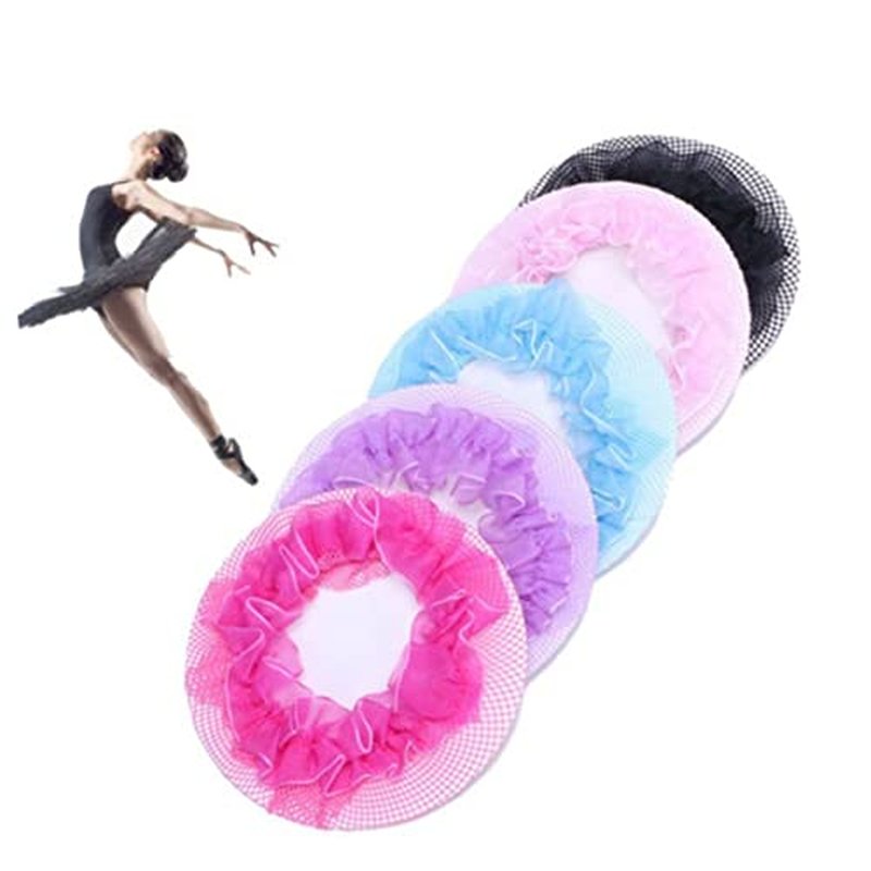 OHPHCALL 5pcs Set Hair Bun Net Ballet Hair Net Invisible Bun Cover Hair Covers for Women Dance Hair Nets Barrette Bun Cover Hair Net with Lace Round Ponytail Comb Hair Bun Cover Blue