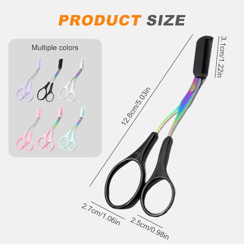 Eyebrow Trimmer Scissor,Upgrade 2 In 1 Eyebrow Scissors with Comb,Non-Slip Stainless Steel Eyebrow Trimming Scissors, Eyebrow Cutter Hair Removal Eyebrow Scissors Makeup Tool for Women Men (3Pcs A)