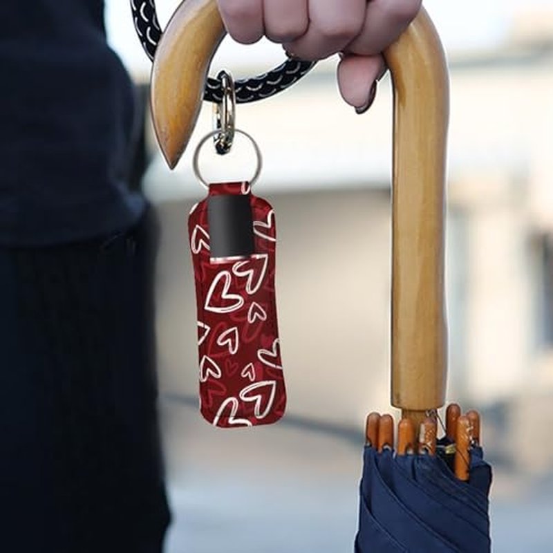 SEANATIVE Lips Heart 5 Pieces Lipstick Keychain Holder Lip Balm Holder Keychain Clip on Sleeve Chapstick Lip Gloss Holder Colorful Lipstick Pocket Keychain Bag Accessories for Women