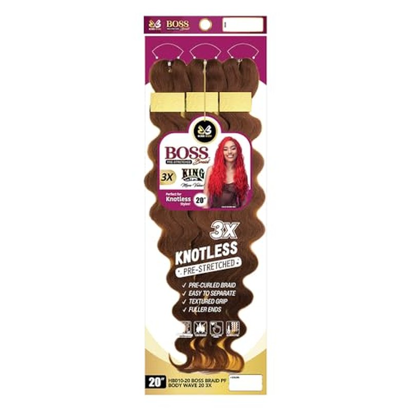 BOBBI BOSS Pre-Feathered Braid 3X BODY WAVE 20" (3-Pack, Red)