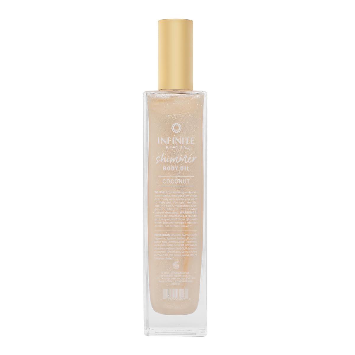 Infinite Beauty Shimmer Body Oil – 5 Fl Oz | Coconut & Gold Glitter for Radiant Skin | Hydrating & Illuminating | Perfect After Bath | Adds a Luxurious Glow | Highlights Your Natural Beauty