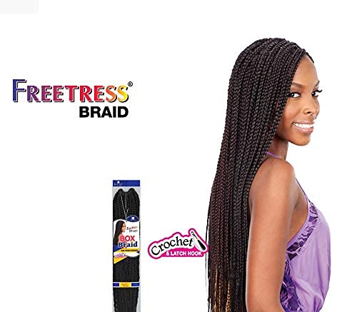 FreeTress Synthetic Hair Crochet Braid Medium Box Braids (4-Pack, 1B)