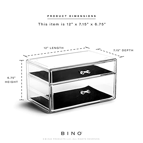 BINO | 2 Drawer Makeup Organizer - Madison Avenue | THE MANHATTAN SERIES | Makeup Drawer Organizer | Makeup Storage | Cosmetic Organizer | Vanity Organizer | Clear Makeup Organizers And Storage Cases