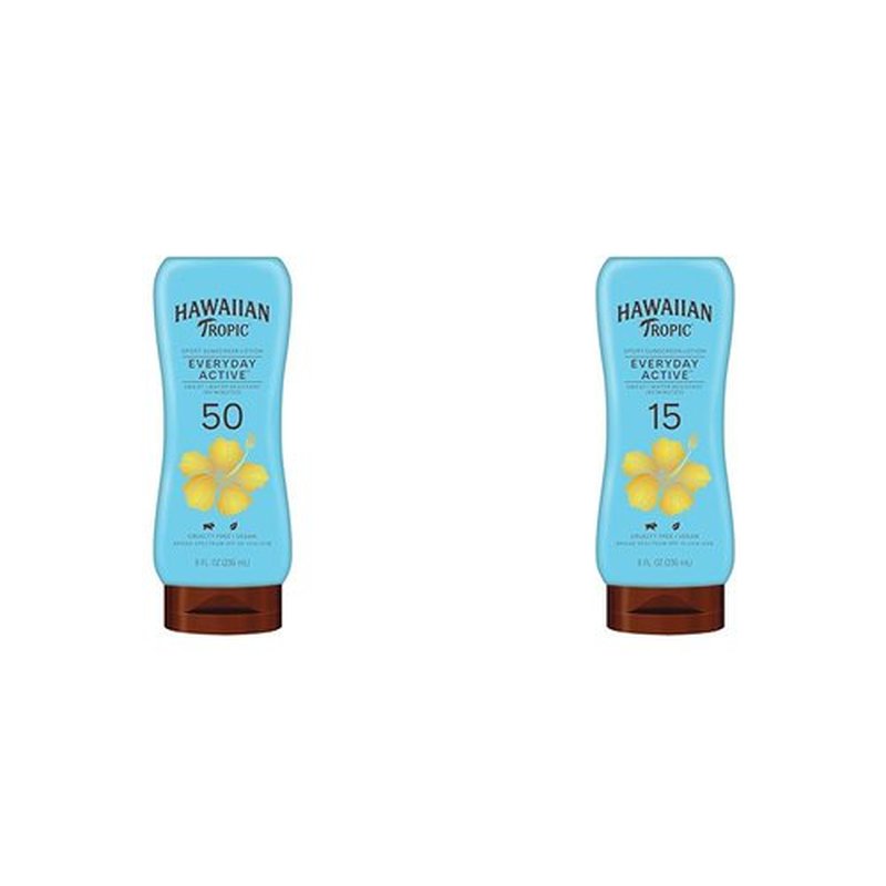 Hawaiian Tropic Everyday Active Sunscreen Lotions SPF 50 and SPF 15, Both 8oz