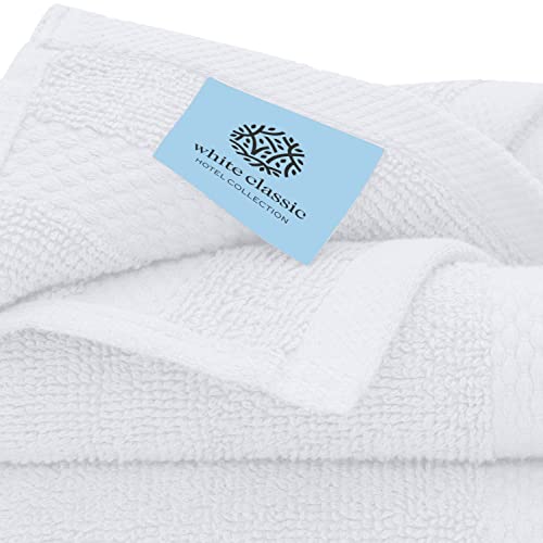 White Classic Luxury Washcloths for Bathroom-Hotel-Spa-Kitchen-Set - Circlet Egyptian Cotton - Highly Absorbent Hotel Quality Face Towels - Bulk Set of 12-13x13 Inch (Forest Green)
