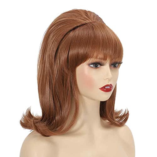 Sabosi Beehive Wig Women Vintage Retro Wig 50s 60s 70s Wig with Bangs for Women Synthetic Hair for Halloween Costume Party (Auburn)