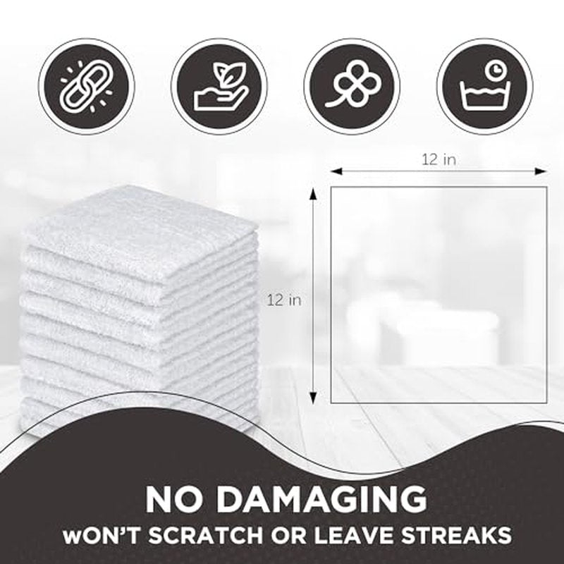 DecorRack 10 Pack 100% Cotton Wash Cloth, Luxurious Soft, 12 x 12 inch Ultra Absorbent, Machine Washable Washcloths, Black (10 Pack)