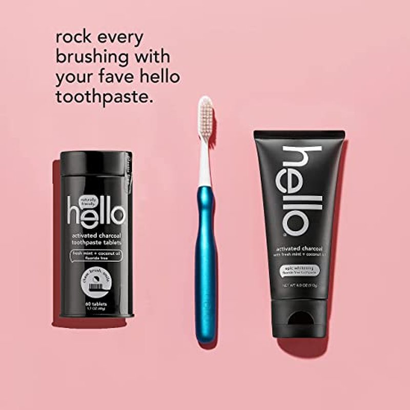 hello Manual Adult Charcoal Toothbrush Replacement Head Refills, Soft Tapered Bristles, BPA Free, 2 count, 4 Toothbrush Refill Heads