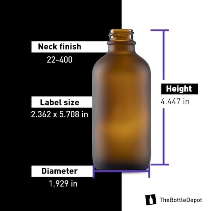 The Bottle Depot - 2 Pack - 4 oz Glass Bottle with Dropper - Amber Frosted - 22-400 Neck Finish - Boston Round Bottles - Leakproof Essential Oils Bottles