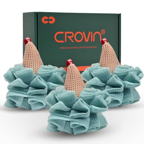 CROVIN Ice Cream Shower Pouf Mesh Ball Bath Loofah Sponge, Men and Children (Blue 4 Packs) Exfoliating Body Scrubber for Body Cleanse