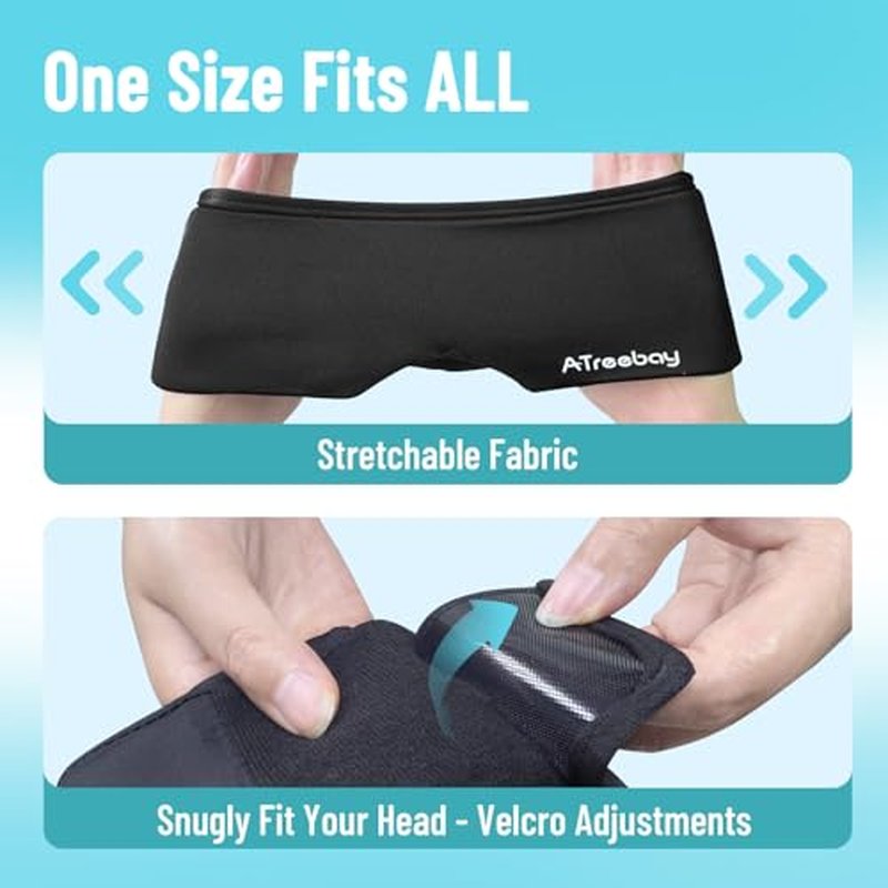 ATreebay Cooling Eye Mask, Reusable Gel Eye Mask for Sleep Cooling, Cold Eye Mask for Puffiness, Soothing Headache, Dark Circles, Soft Thick Gel Ice Mask for Long-Lasting Comfort, Black