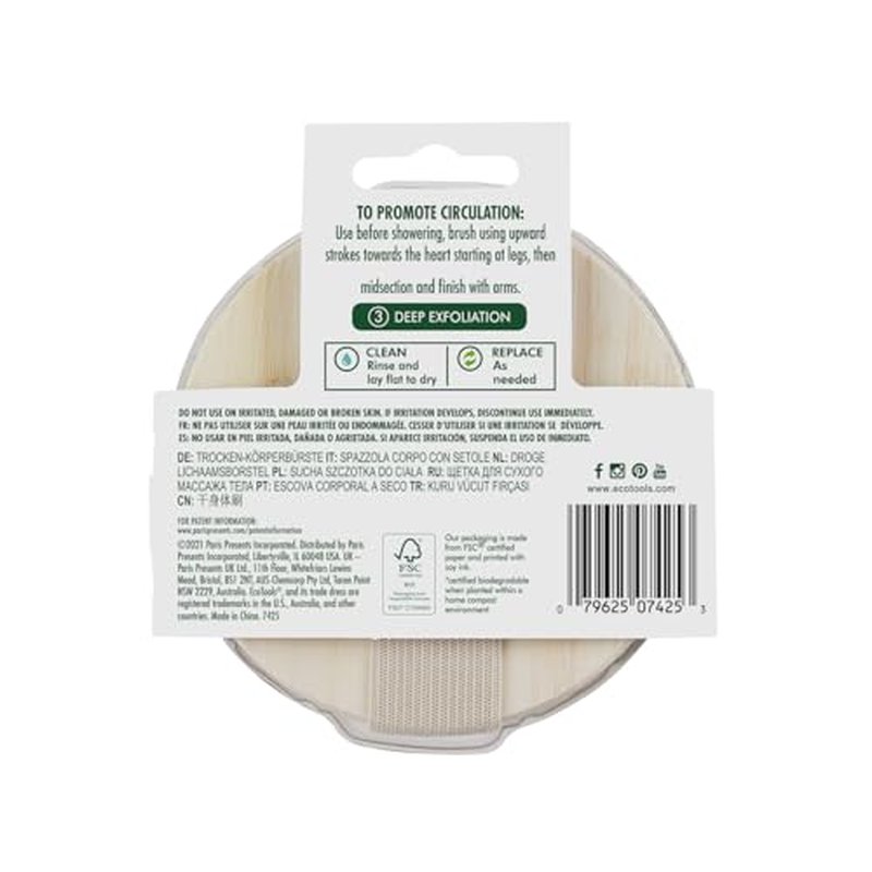EcoTools Dry Body Brush, Dry Brushing Body Brush for Smooth Skin, Exfoliating Brush Removes Dry Skin, Easy-to-Use Handle, Eco-Friendly Dry Brush, Synthetic Cruelty-Free Bristles, 1 Count