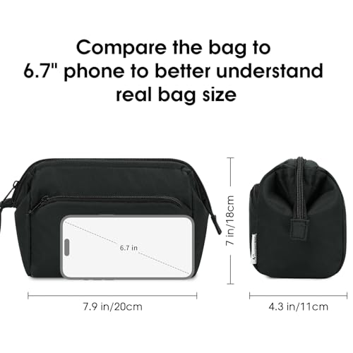 Narwey Makeup Bag Women Wide-open Make up Bag Travel Cosmetic Bag Organizer Toiletry Bag for Cosmetics Toiletries Accessories (Black)